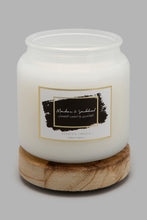 Load image into Gallery viewer, Redtag-White-Honeysuckle-Glass-Jar-Candle-with-Wooden-lid-Candles-Home-Decor-
