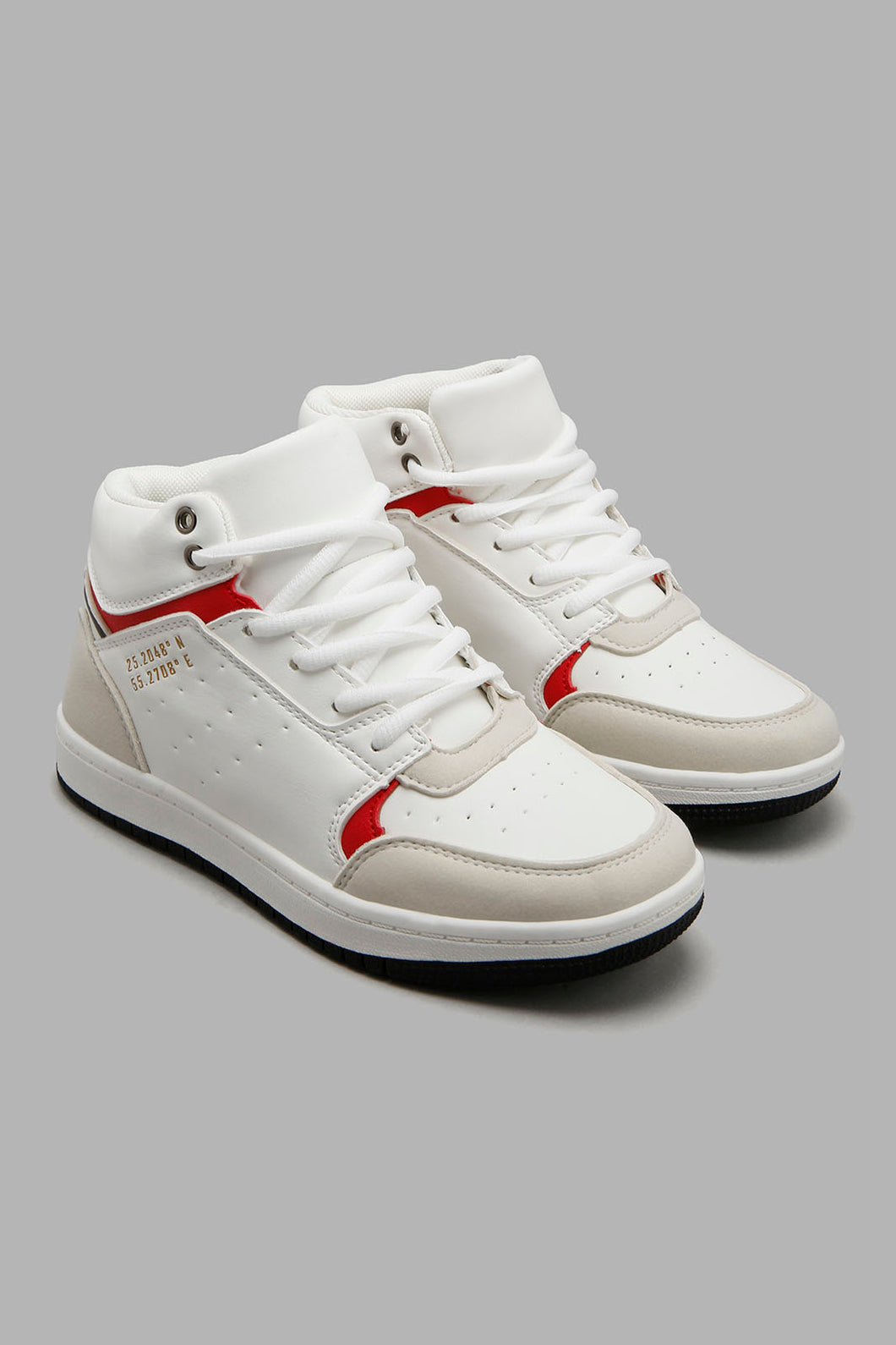 Redtag-White-Retro-High-Top-Sneakers-Senior-Boys-5 to 14 Years