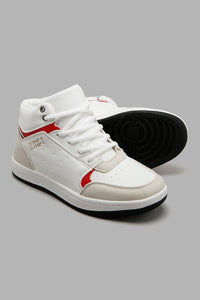 Redtag-White-Retro-High-Top-Sneakers-Senior-Boys-5 to 14 Years