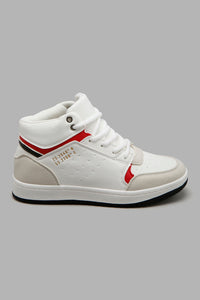 Redtag-White-Retro-High-Top-Sneakers-Senior-Boys-5 to 14 Years