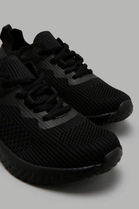 Redtag-Knit-Black-Trainer-BSR-Trainers,-Character,-Colour:Black,-Filter:Boys-Footwear-(5-to-14-Yrs),-New-In,-New-In-BSR-FOO,-Non-Sale,-W21B-Senior-Boys-5 to 14 Years