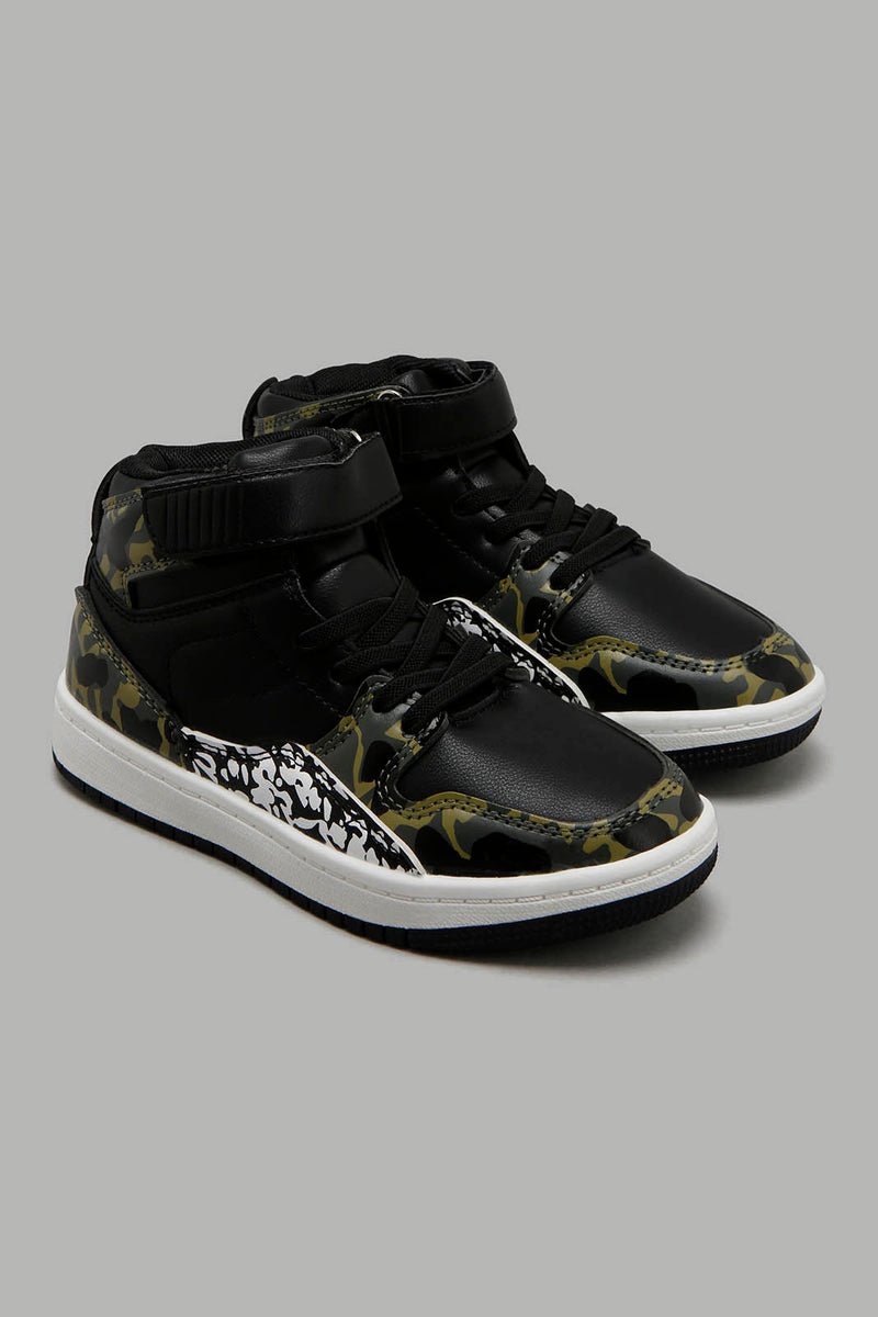 Redtag-Camo-High-Top-Sneakers-Boys-3 to 5 Years