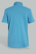 Load image into Gallery viewer, Blue Mandarin Collar Polo
