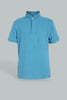 Blue Mandarin Collar Polo