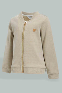 Redtag-Beige-Woven-Striped-Zip-Through-Jog-Set-Jog-Sets-Infant-Boys-3 to 24 Months