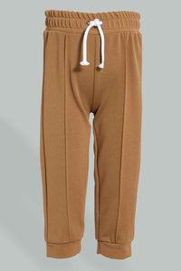 Redtag-Brown-Woven-Jog-Set-With-Pocket-Jog-Sets-Infant-Boys-3 to 24 Months