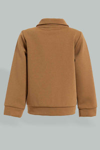 Redtag-Brown-Woven-Jog-Set-With-Pocket-Jog-Sets-Infant-Boys-3 to 24 Months