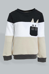 Redtag-Beige-Black-And-White-Novelty-Style-Jog-Sets-Infant-Boys-3 to 24 Months