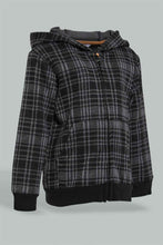 تنزيل الصورة على معرض الصور، Redtag-Black-Checked-Hoody-Woven-Jog-Set-With-Zip-Through-Jog-Sets-Infant-Boys-3 to 24 Months
