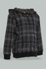 Redtag-Black-Checked-Hoody-Woven-Jog-Set-With-Zip-Through-Jog-Sets-Infant-Boys-3 to 24 Months