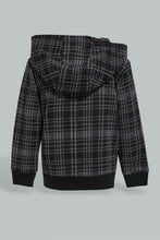 تنزيل الصورة على معرض الصور، Redtag-Black-Checked-Hoody-Woven-Jog-Set-With-Zip-Through-Jog-Sets-Infant-Boys-3 to 24 Months
