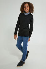 تنزيل الصورة على معرض الصور، Redtag-Black-Collared-Plain-Pullover-Pullovers-Senior-Boys-9 to 14 Years
