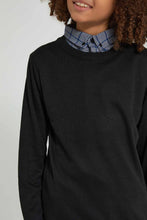 تنزيل الصورة على معرض الصور، Redtag-Black-Collared-Plain-Pullover-Pullovers-Senior-Boys-9 to 14 Years
