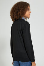 تنزيل الصورة على معرض الصور، Redtag-Black-Collared-Plain-Pullover-Pullovers-Senior-Boys-9 to 14 Years

