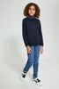 Redtag-Navy-Collared-Plain-Pullover-Pullovers-Senior-Boys-9 to 14 Years