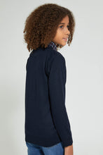 Load image into Gallery viewer, Navy Pullover With Shirt Collar

