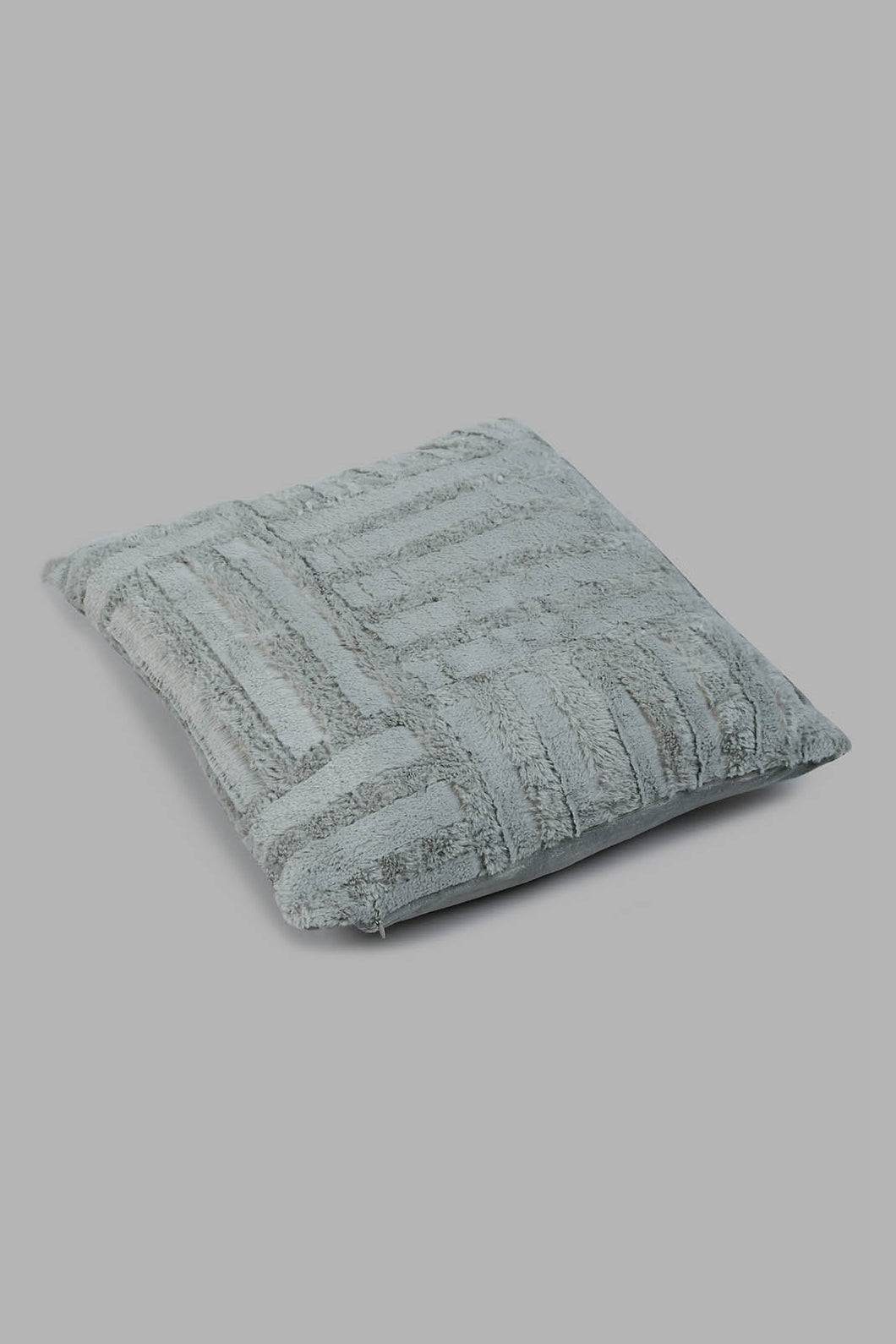 Redtag-Grey-Faux-Fur-Textured-Cushion-Colour:Grey,-Filter:Home-Bedroom,-HMW-BED-Cushions,-New-In,-New-In-HMW-BED,-Non-Sale,-Section:Homewares,-W21A-Home-Bedroom-