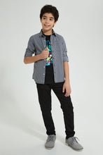 تنزيل الصورة على معرض الصور، Redtag-Black-Check-With-T-Shirt-Casual-Shirts-Senior-Boys-9 to 14 Years
