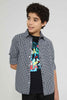 Redtag-Black-Check-With-T-Shirt-Casual-Shirts-Senior-Boys-9 to 14 Years