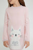 Redtag-Assorted-Cat-Embroidery-Sweater-Dress-Dresses-Girls-2 to 8 Years