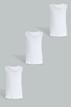 تنزيل الصورة على معرض الصور، Redtag-White-Assorted-3-Pack-Solid-Vest-Vests-Girls-2 to 8 Years
