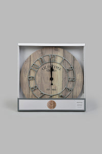 Beige Wooden Base with Black Dial Wall-Clock