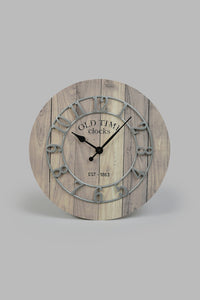 Beige Wooden Base with Black Dial Wall-Clock