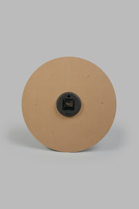 Beige Wooden Base with Black Dial Wall-Clock