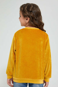 Redtag-Mustard-Round-Neck-Sweatshirt-Sweatshirts-Girls-2 to 8 Years