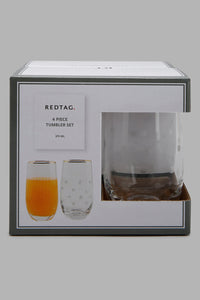 Redtag-Clear-Tumbler-Set-With-Gold-Rim-(4-Piece)-Colour:Clear,-Filter:Home-Dining,-HMW-DIN-Glass-Sets,-New-In,-New-In-HMW-DIN,-Non-Sale,-Section:Homewares,-W21B-Home-Dining-