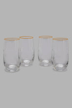 Load image into Gallery viewer, Redtag-Clear-Tumbler-Set-With-Gold-Rim-(4-Piece)-Colour:Clear,-Filter:Home-Dining,-HMW-DIN-Glass-Sets,-New-In,-New-In-HMW-DIN,-Non-Sale,-Section:Homewares,-W21B-Home-Dining-
