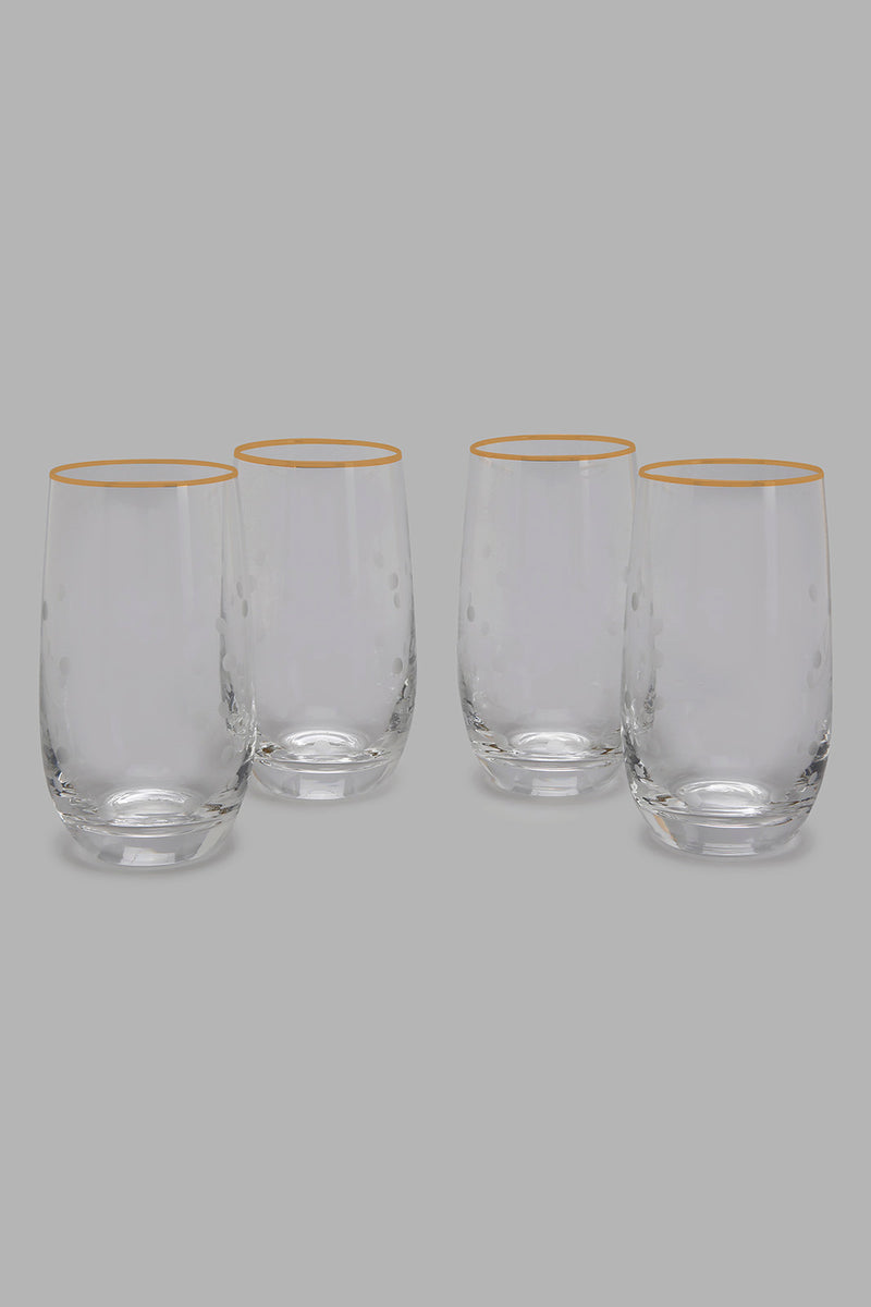 Redtag-Clear-Tumbler-Set-With-Gold-Rim-(4-Piece)-Colour:Clear,-Filter:Home-Dining,-HMW-DIN-Glass-Sets,-New-In,-New-In-HMW-DIN,-Non-Sale,-Section:Homewares,-W21B-Home-Dining-