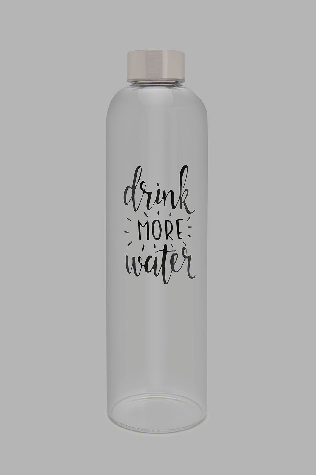 Redtag-Silver-Borosilicate-Glass-Bottle-Colour:Clear,-Filter:Home-Dining,-HMW-DIN-Bottles,-New-In,-New-In-HMW-DIN,-Non-Sale,-Section:Homewares,-W21A-Home-Dining-