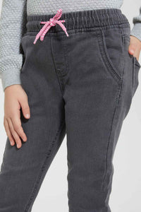 Redtag-Grey-Knit-Denim-Jogger-Colour:Grey,-Filter:Girls-(2-to-8-Yrs),-Girls-Jeans,-New-In,-New-In-GIR,-Non-Sale,-Section:Kidswear,-TBL,-W21B-Girls-2 to 8 Years