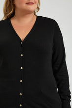 تنزيل الصورة على معرض الصور، Redtag-Black-V-Neck-Cardigan-Colour:Black,-Deals:20%OFF,-Filter:Plus-Size,-LDP-Cardigans,-New-In,-New-In-LDP,-Non-Sale,-Section:Women,-TBL,-W21B-Women&#39;s-
