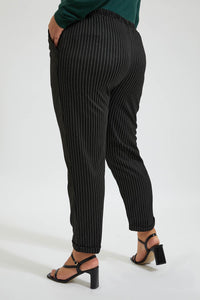 Redtag-Black-Stripe-Trouser-With-Drawcord-Colour:Black,-Deals:20%OFF,-Filter:Plus-Size,-LDP-Trousers,-New-In,-New-In-LDP,-Non-Sale,-Section:Women,-TBL,-W21B-Women's-