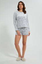 تنزيل الصورة على معرض الصور، Redtag-Grey-Embroideredossed-Fleece-Cami-And-Short-Set-Cami-Sets-Women&#39;s-
