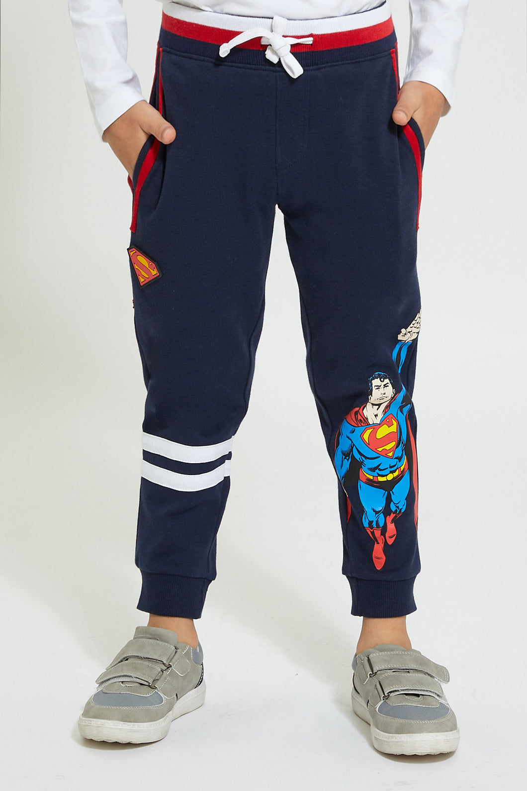 Redtag-Blue-Superman-Jogger-Joggers-Boys-2 to 8 Years