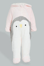 Load image into Gallery viewer, Redtag-Pink-Penguin-Fluffy-Padded-Pram-Suit-Coats-Baby-0 to 12 Months
