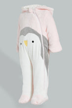 Load image into Gallery viewer, Redtag-Pink-Penguin-Fluffy-Padded-Pram-Suit-Coats-Baby-0 to 12 Months
