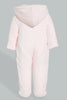 Redtag-Pink-Penguin-Fluffy-Padded-Pram-Suit-Coats-Baby-0 to 12 Months