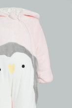 Load image into Gallery viewer, Redtag-Pink-Penguin-Fluffy-Padded-Pram-Suit-Coats-Baby-0 to 12 Months
