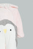 Redtag-Pink-Penguin-Fluffy-Padded-Pram-Suit-Coats-Baby-0 to 12 Months