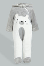 Load image into Gallery viewer, Redtag-Grey-Bear-Fluffy-Padded-Pram-Suit-Coats-Baby-0 to 12 Months

