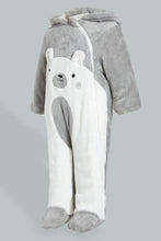 Load image into Gallery viewer, Redtag-Grey-Bear-Fluffy-Padded-Pram-Suit-Coats-Baby-0 to 12 Months
