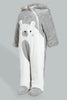 Redtag-Grey-Bear-Fluffy-Padded-Pram-Suit-Coats-Baby-0 to 12 Months