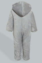 Load image into Gallery viewer, Redtag-Grey-Bear-Fluffy-Padded-Pram-Suit-Coats-Baby-0 to 12 Months
