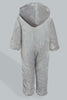 Redtag-Grey-Bear-Fluffy-Padded-Pram-Suit-Coats-Baby-0 to 12 Months