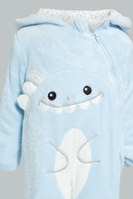 Load image into Gallery viewer, Redtag-Blue-Baby-Shark-Fluffy-Padded-Pram-Suit-Coats-Baby-0 to 12 Months
