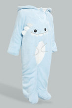 Load image into Gallery viewer, Redtag-Blue-Baby-Shark-Fluffy-Padded-Pram-Suit-Coats-Baby-0 to 12 Months
